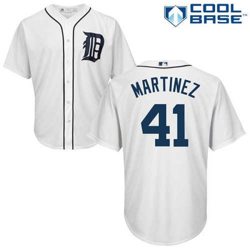 Tigers #41 Victor Martinez White Cool Base Stitched Youth MLB Jersey - Click Image to Close